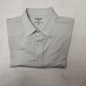 Rhone Shirt Mens L White Check Plaid Slim Point Commuter Dress Long Sleeve Tech